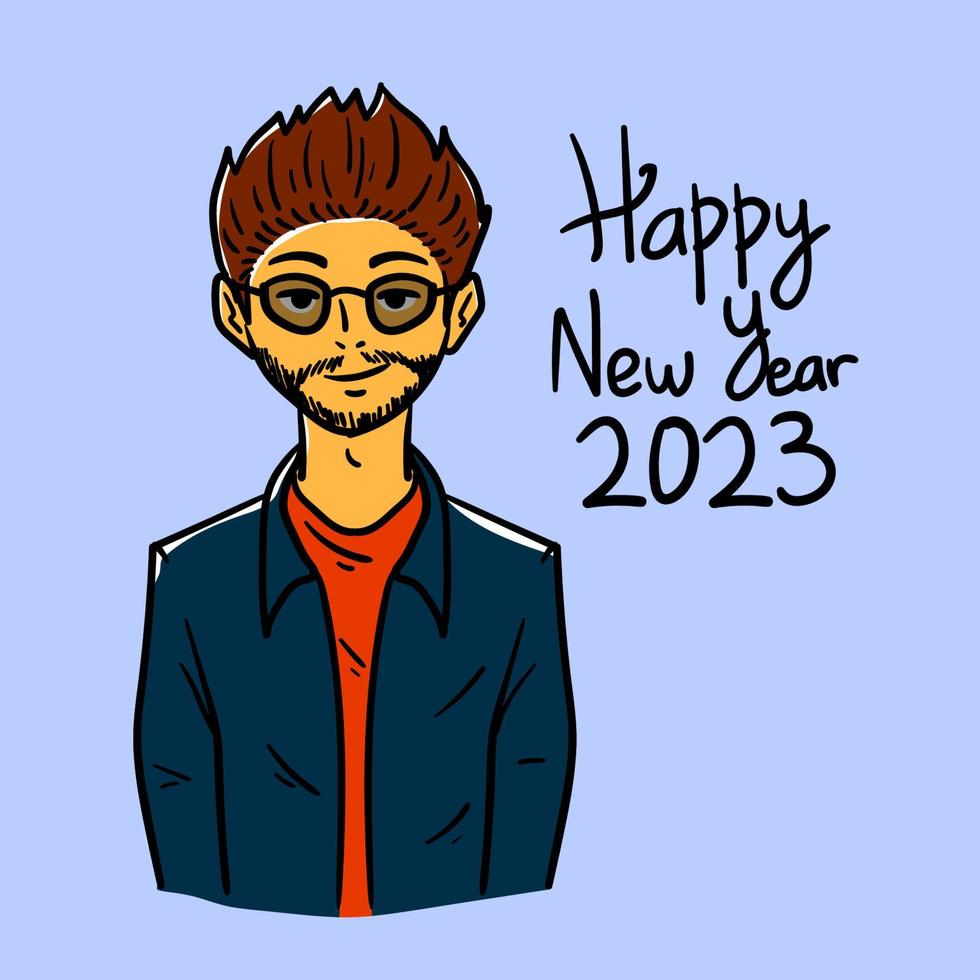 hombre genial y feliz año nuevo diseño de ilustración vector