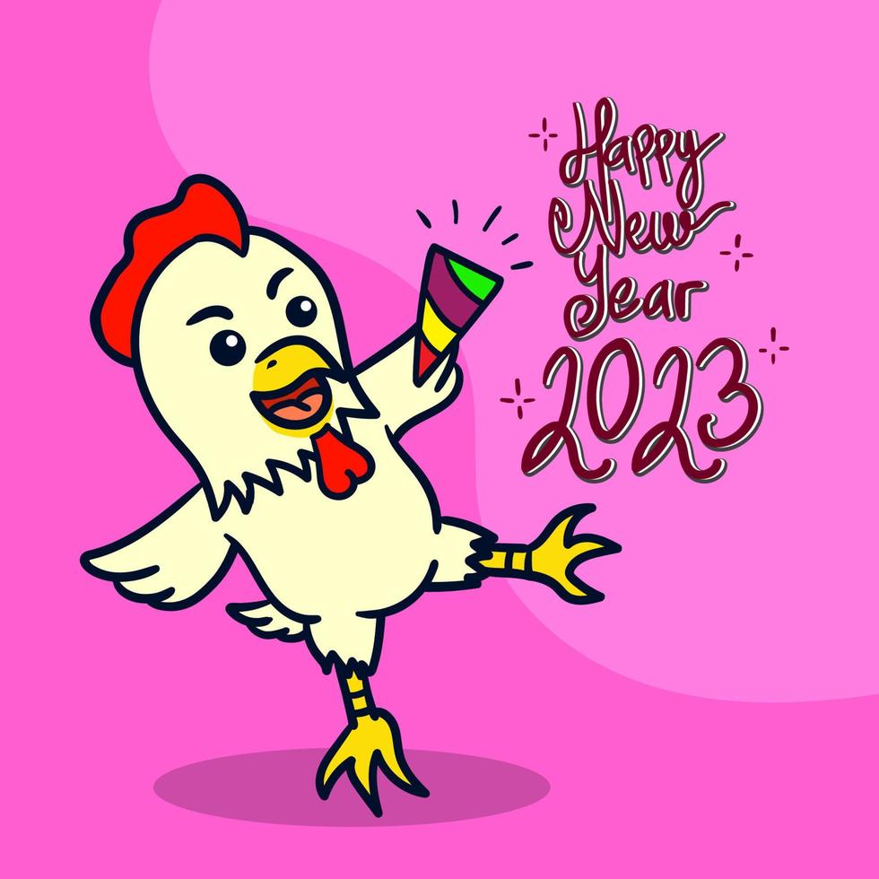 lindo pollo les desea un feliz año nuevo vector