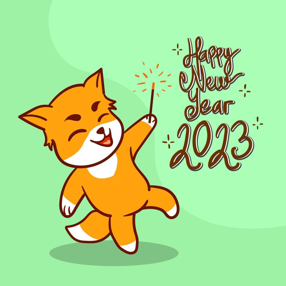 Cute Dog wishes you a happy new year vector