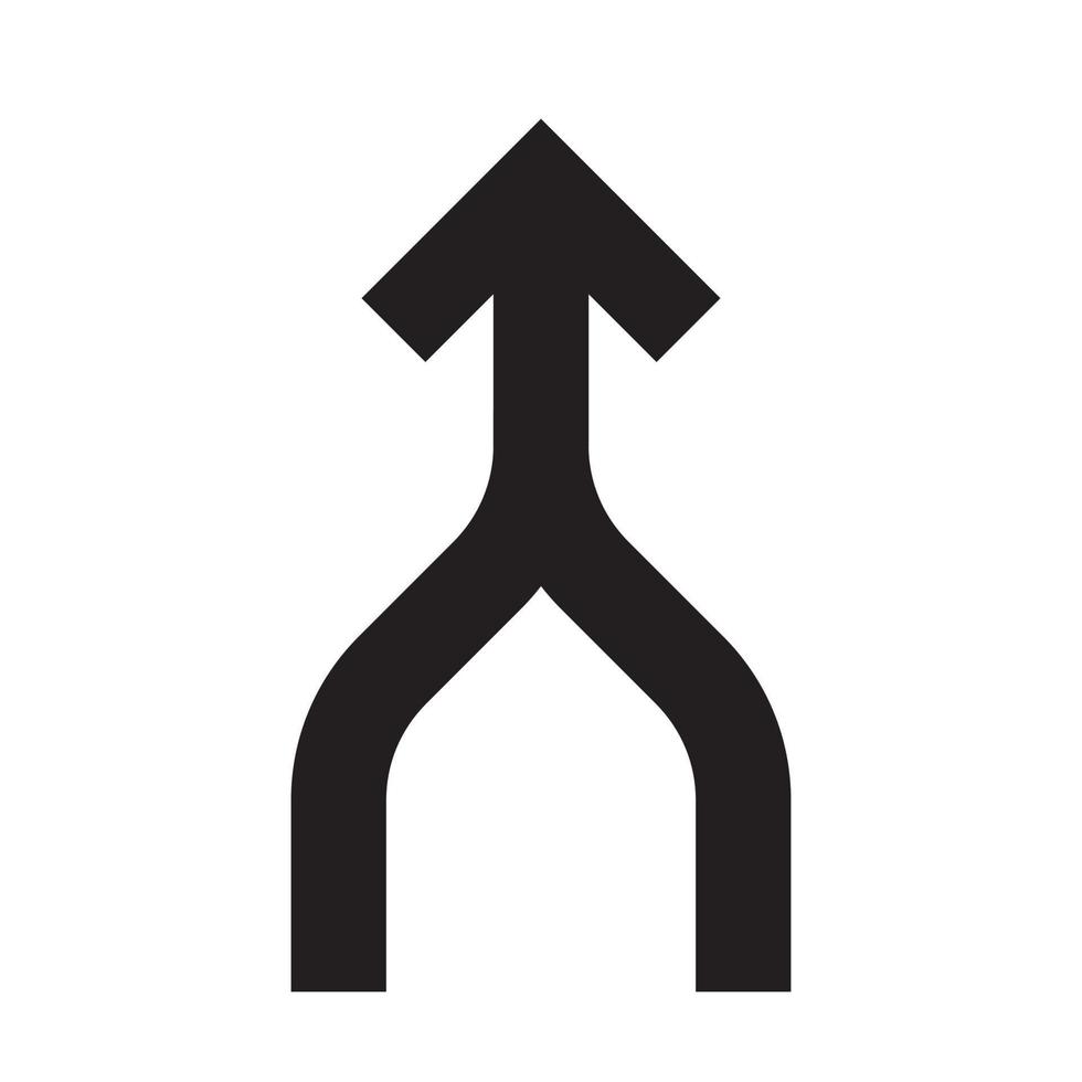 two arrows merging icon vector  collaboration, partnership, alliance, joining and growth concept for graphic design, logo, website, social media, mobile app, UI illustration