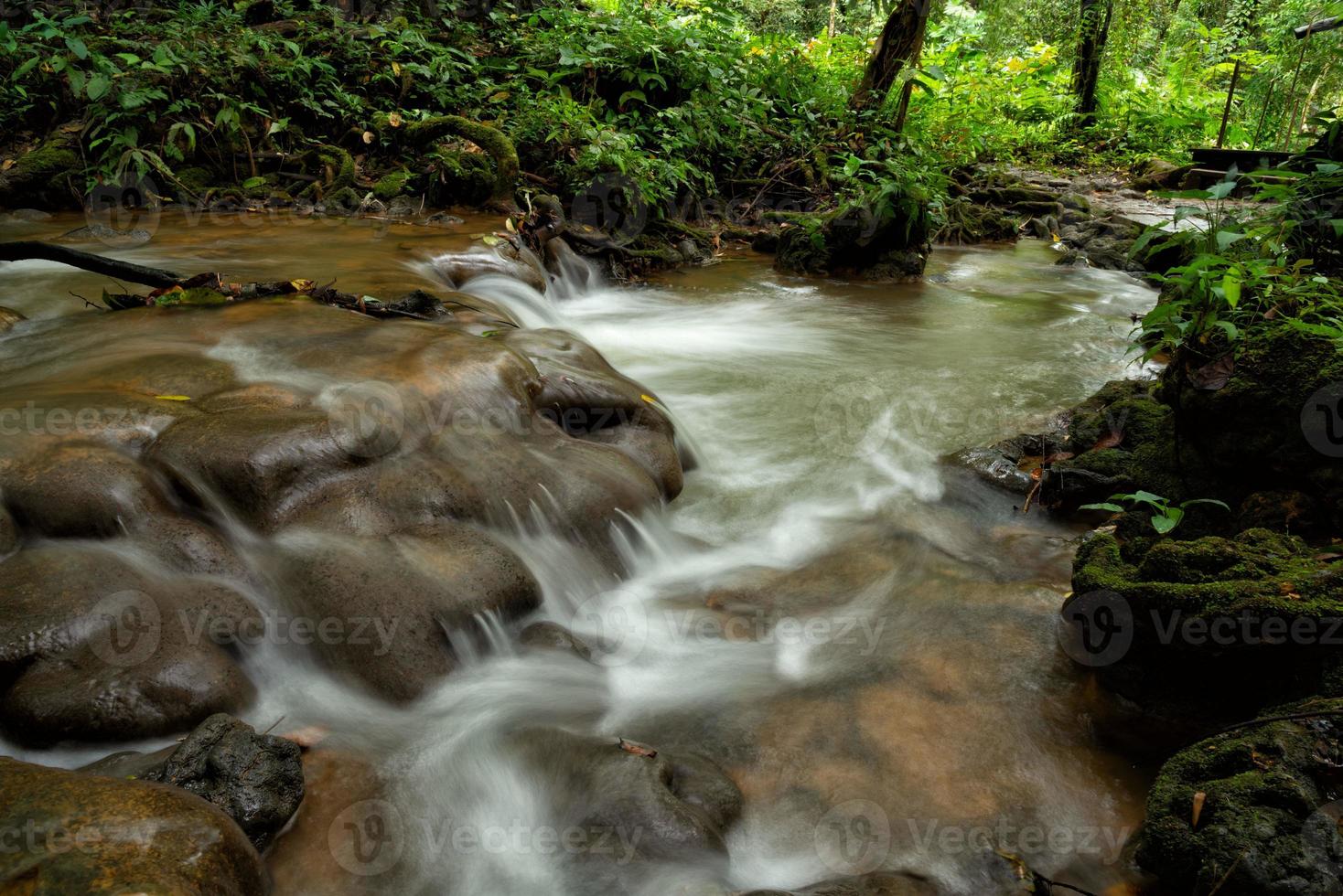 Scene of beautiful waterfall in forest park photo