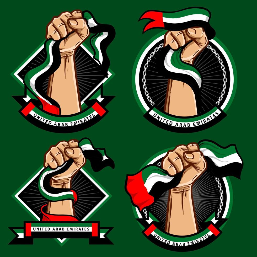fist hands with united arab emirates national flag illustration vector