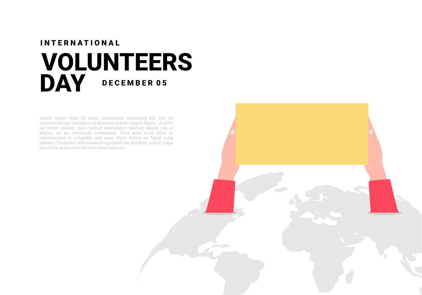 antecedentes del día internacional de los voluntarios celebrado el 5 de diciembre. vector