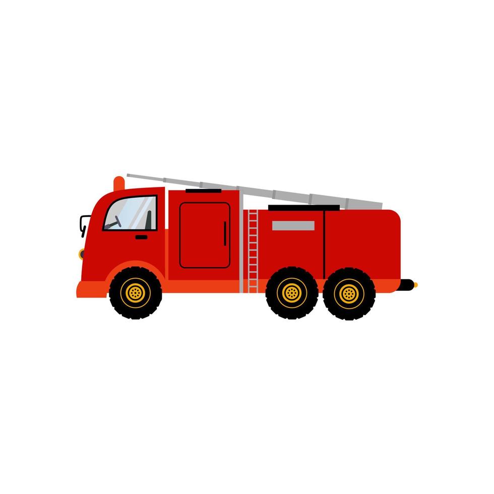 Fire equipment elements fire engine truck isolated on white background vector