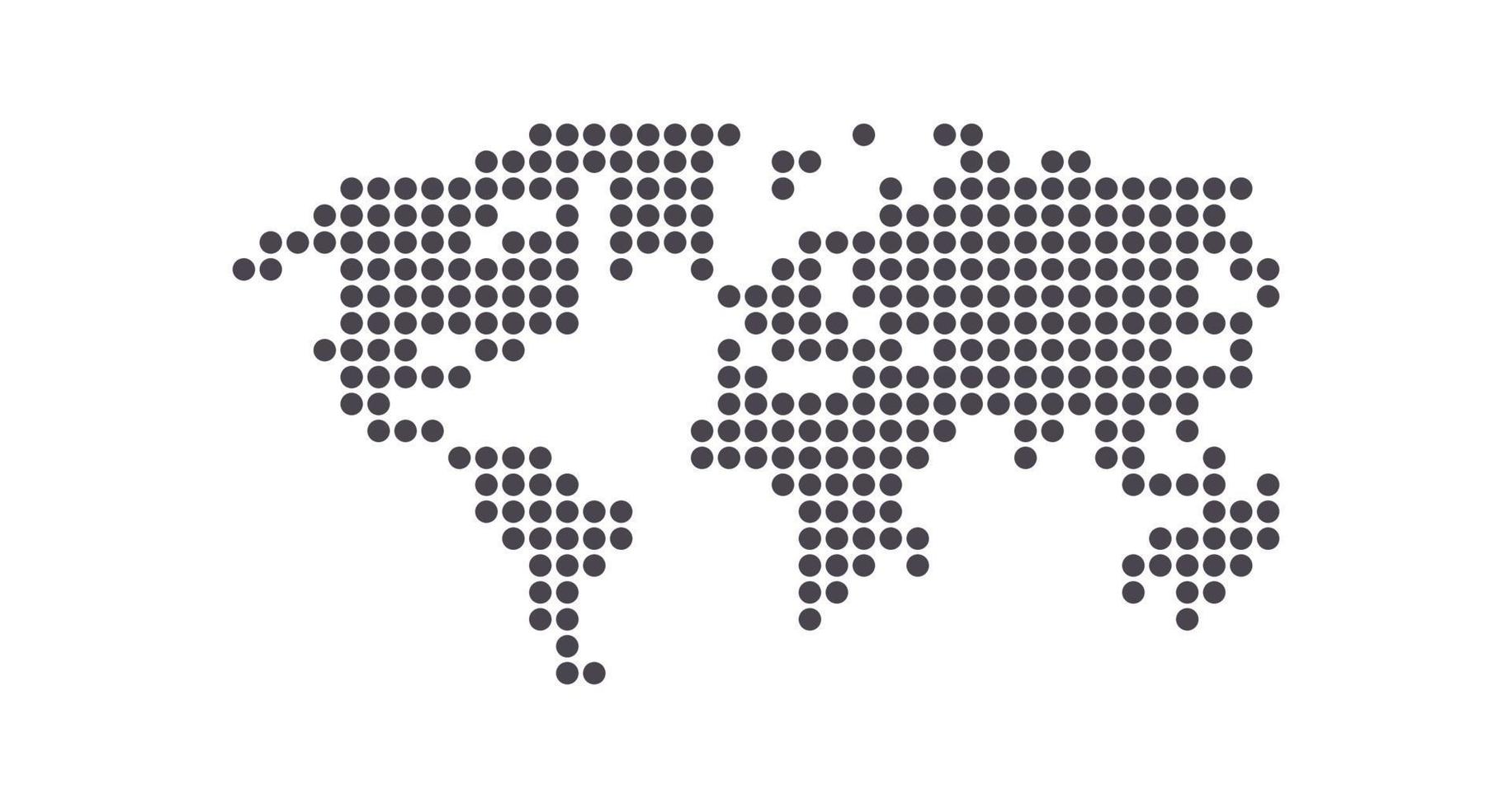 Earth globe world map of dots and global geography in dotted pattern flat vector illustration.