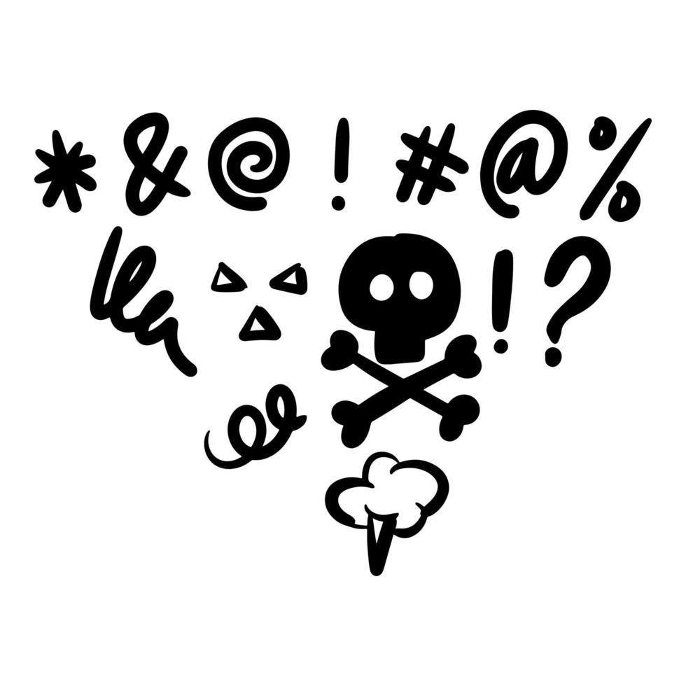 Doodle sketch style of Swearing icons cartoon hand drawn illustration for concept design. vector