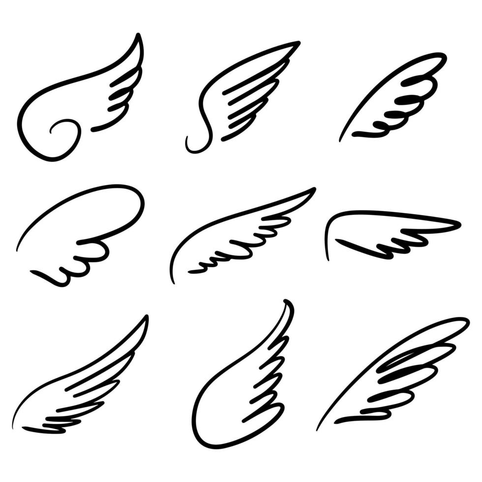 Doodle sketch style of Abstract Wings cartoon hand drawn illustration for concept design. vector