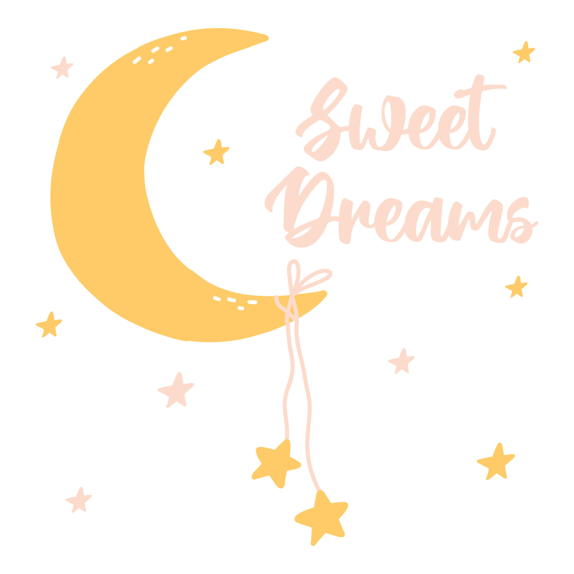 Childrens print sweet dreams. good night card. Cute baby poster with moon  and stars. Vector illustration in hand drawn cartoon style. 15278540 Vector  Art at Vecteezy