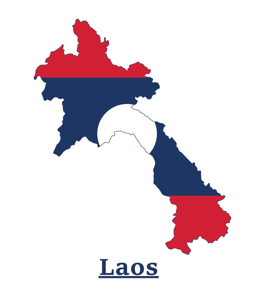 Laos National Flag Map Design, Illustration Of Laos Country Flag Inside