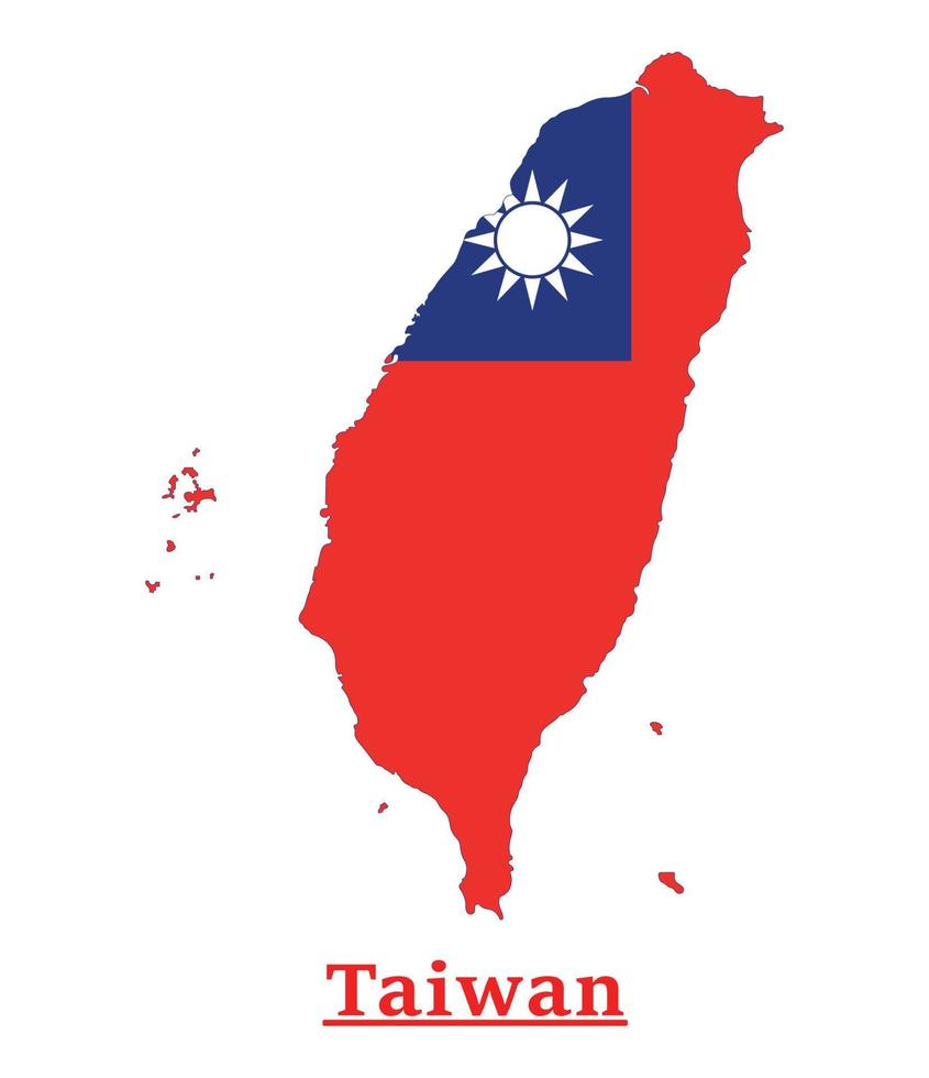 Taiwan National Flag Map Design, Illustration Of Taiwan Country Flag Inside The Map vector