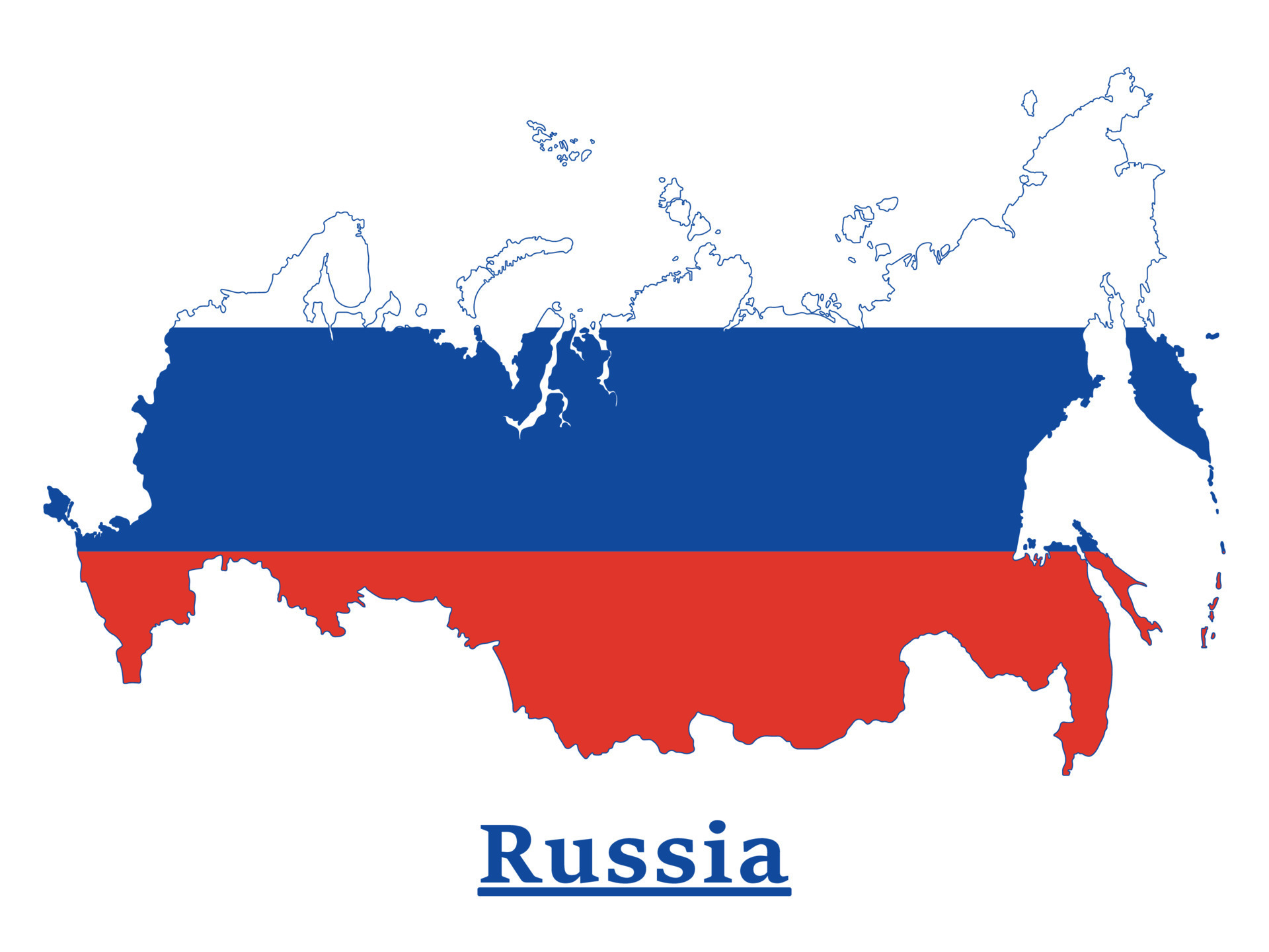 Russia National Flag Map Design, Illustration Of Russia Country