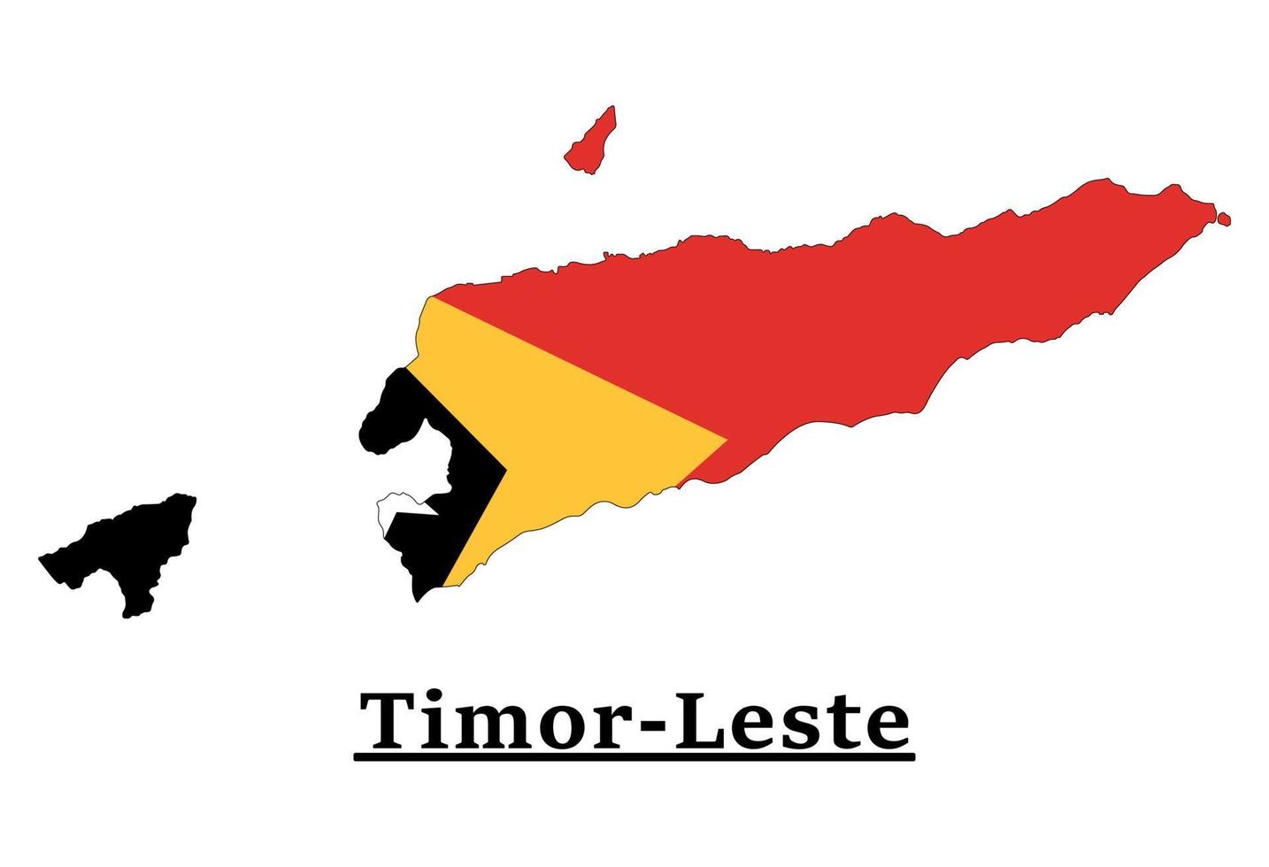 diseño del mapa de la bandera nacional de timor-leste, ilustración de la bandera del país de timor-leste dentro del mapa vector