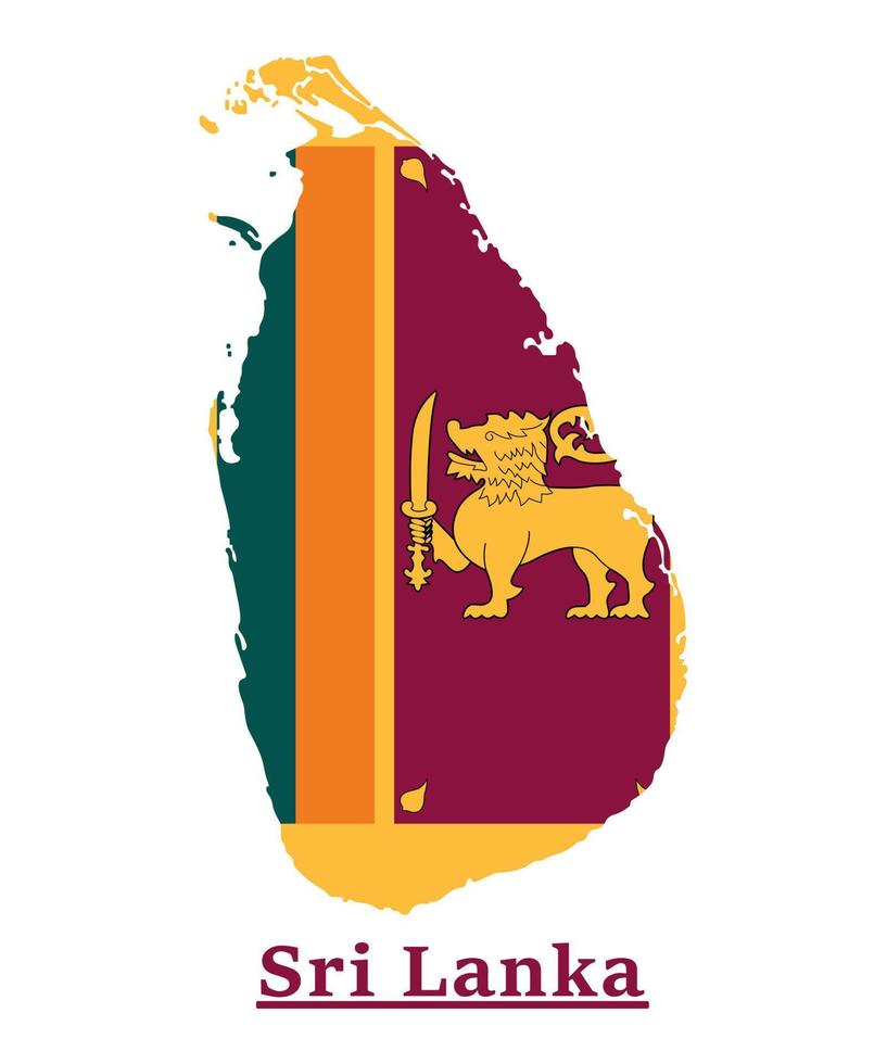 diseño del mapa de la bandera nacional de sri lanka, ilustración de la bandera del país de sri lanka dentro del mapa vector