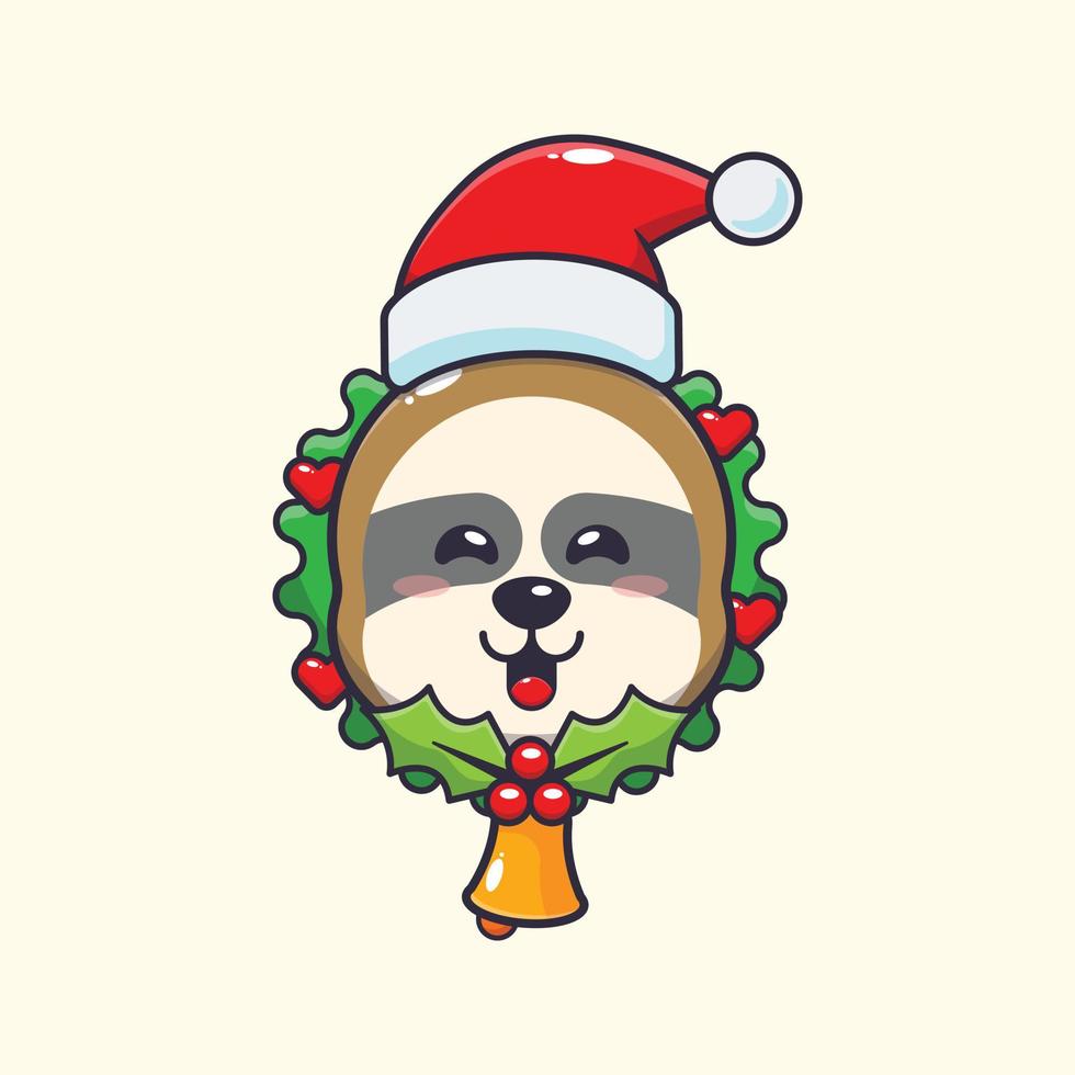 Cute sloth in christmas day. Cute christmas cartoon illustration. vector