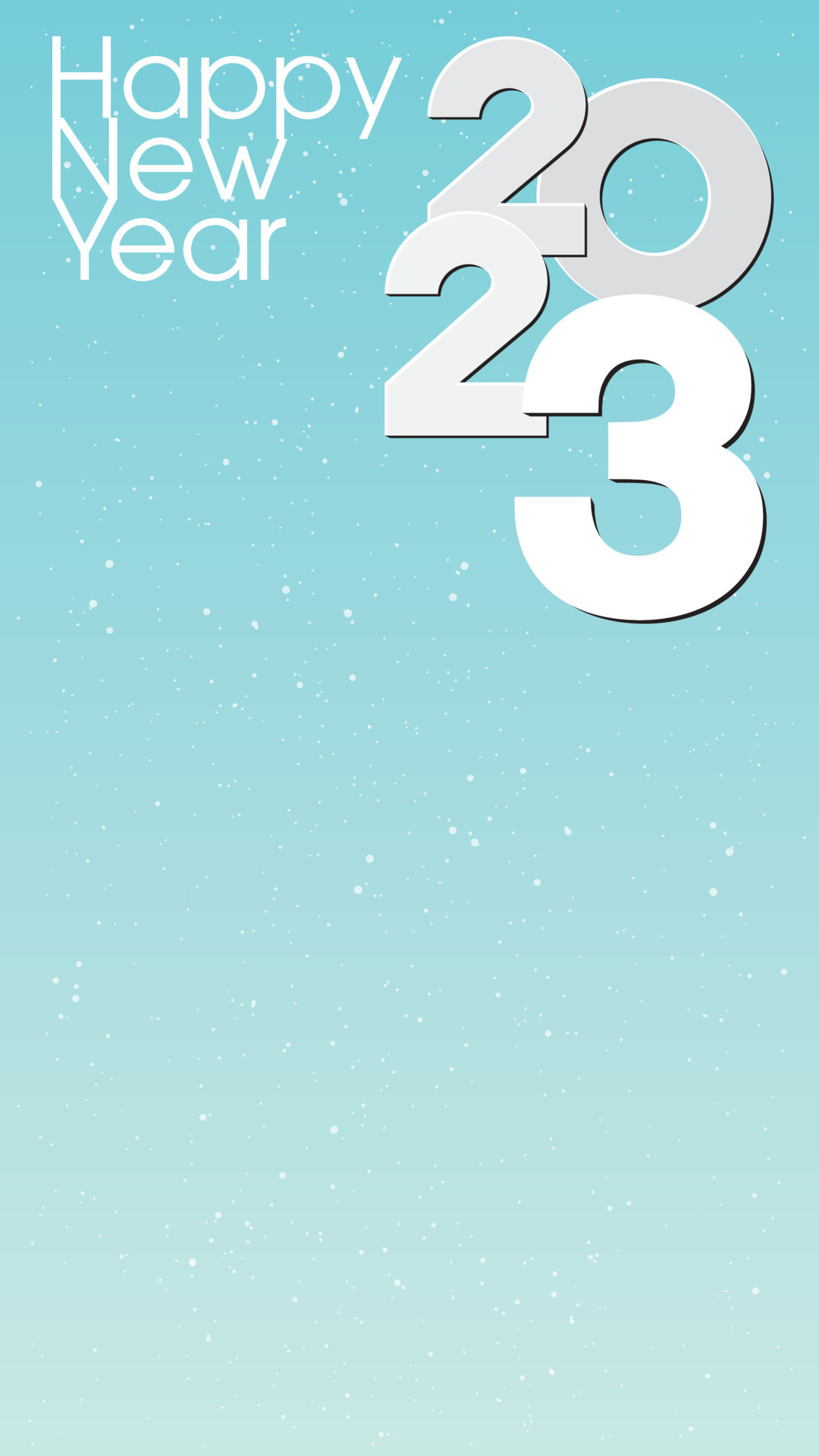 Happy New Year 2023 white calligraphy on cosmos and light blue sky