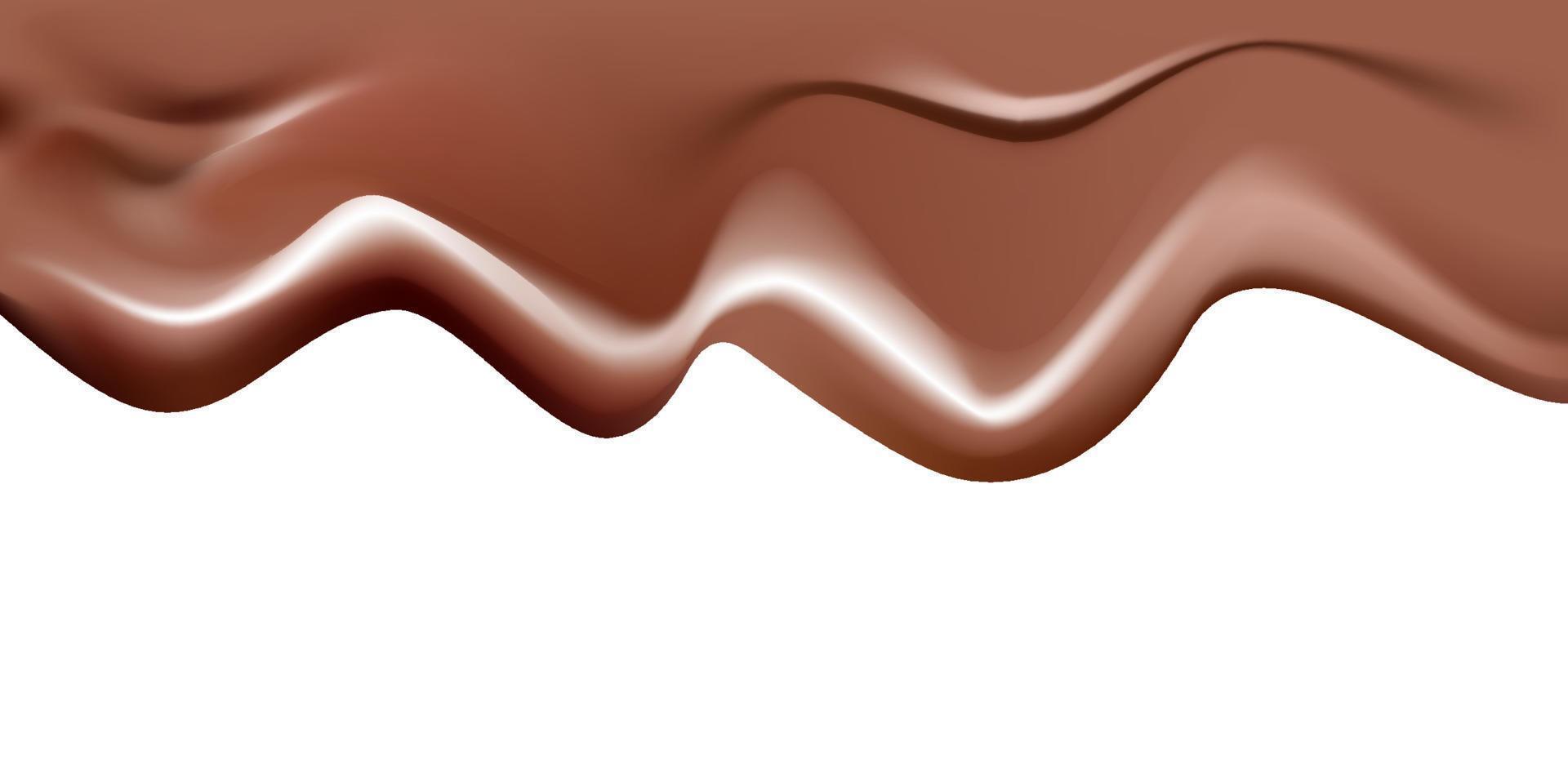 Goteo de chocolates derretidos isoalted. ilustración 3d realista de crema o jarabe de chocolate líquido. vector