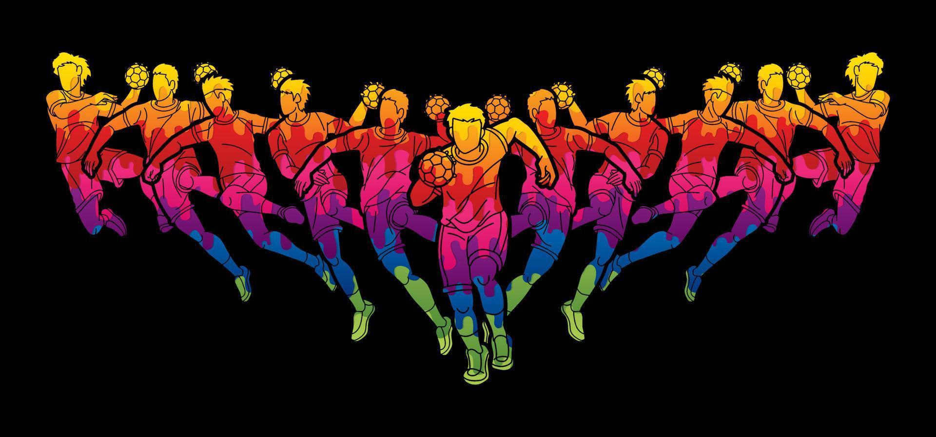 Group of Handball Sport Male Players  Running Action vector