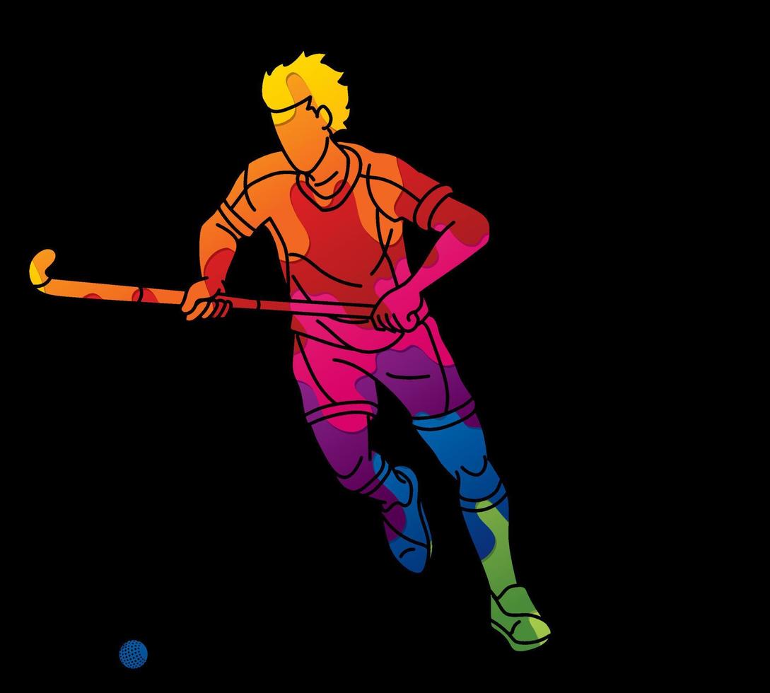 Graffiti Field Hockey Sport Male Player Action vector