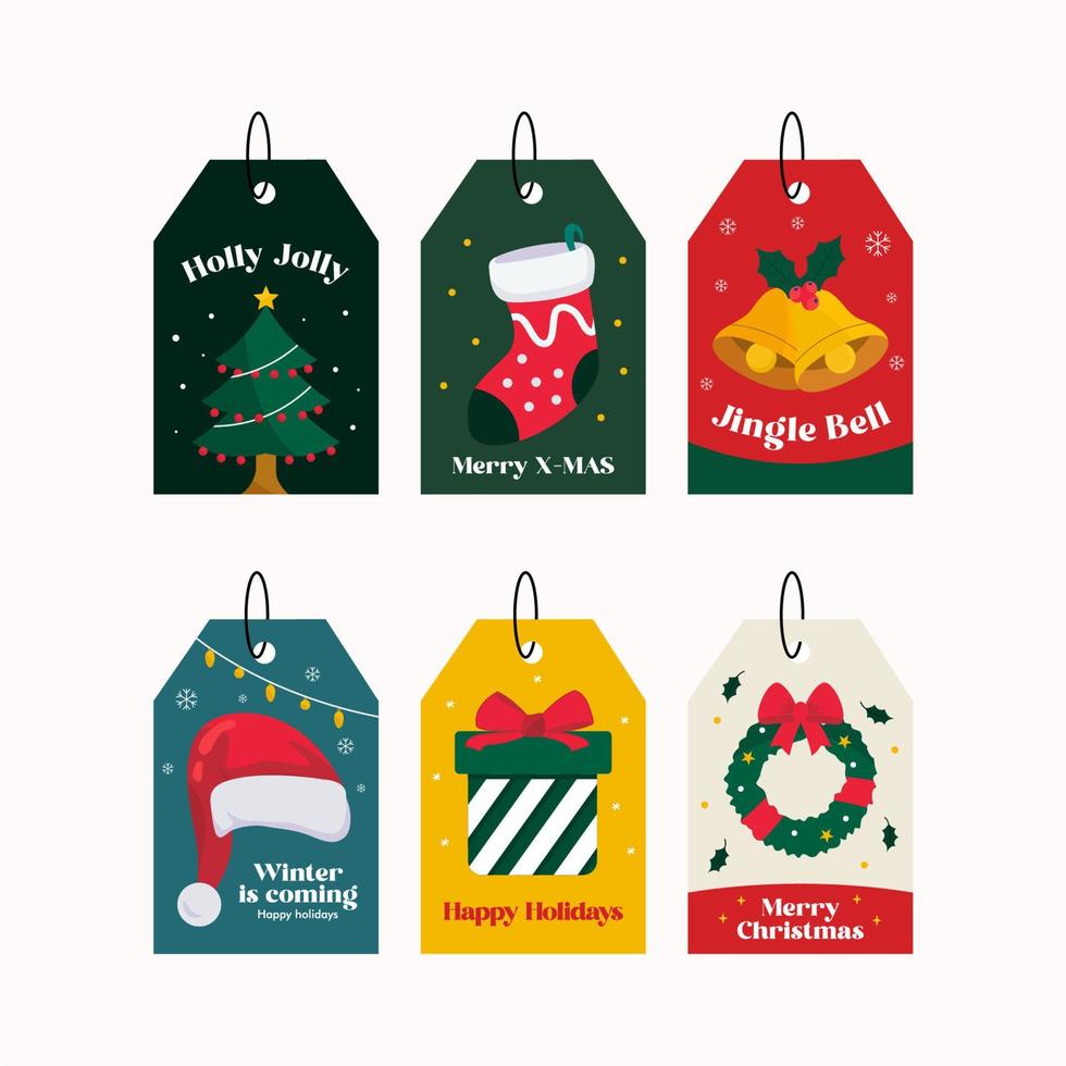 Flat Design Christmas Tag Collection vector