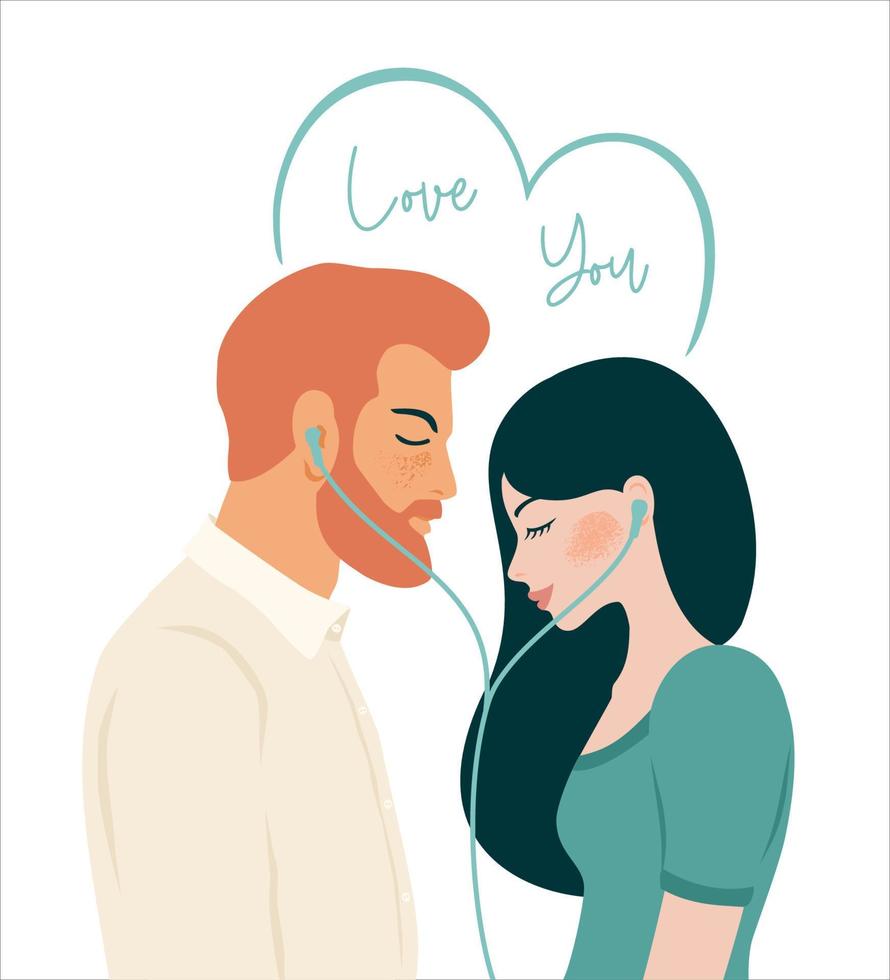 Romantic isolated illustration with man and woman. Love, love story, relationship. Vector design concept for Valentines Day and other use.