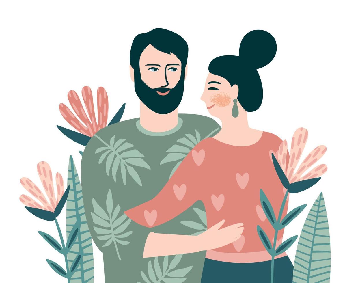 Romantic isolated illustration with man and woman. Love, love story, relationship. Vector design concept for Valentines Day and other use.