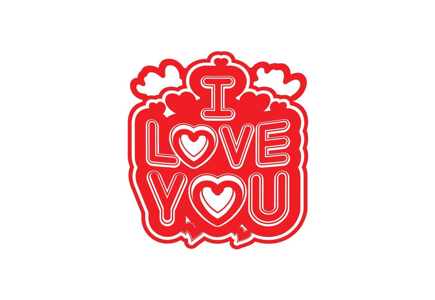 I love you letter tshirt and sticker design vector