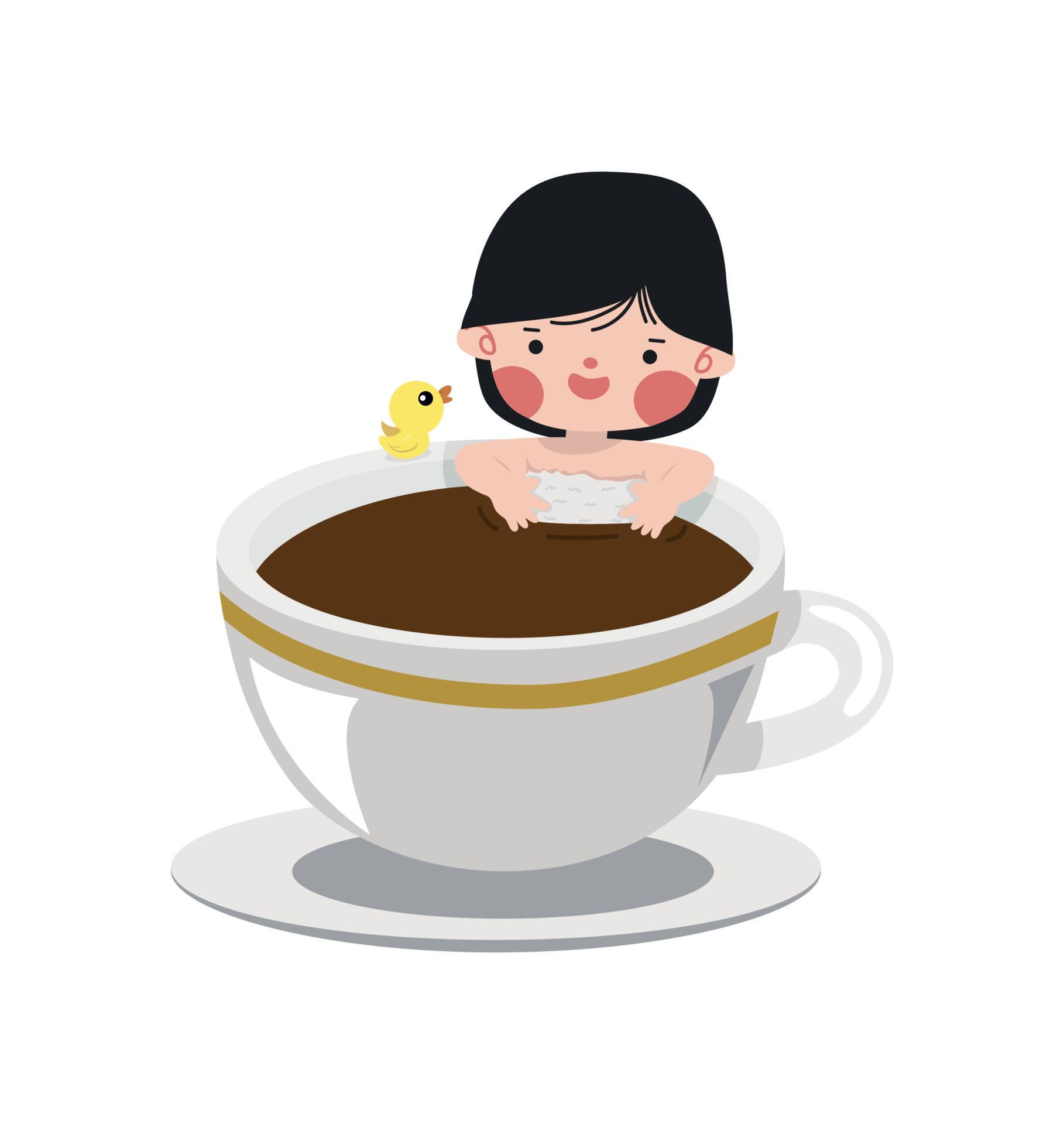Girl Take A Bath In Cup Of Coffee cup 15278767 Vector Art at Vecteezy