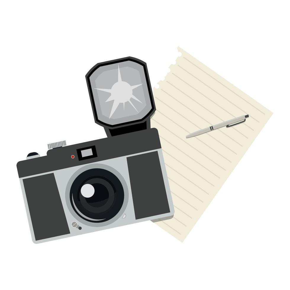 Blank sheet of  paper and vintage camera vector