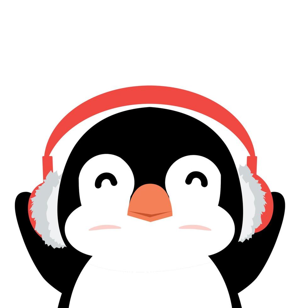 penguin with ear muffs  for children cartoon vector