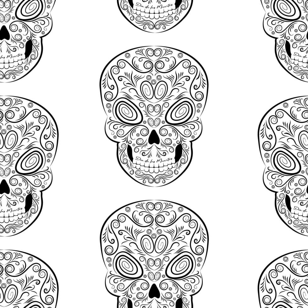 Skull with floral pattern vector