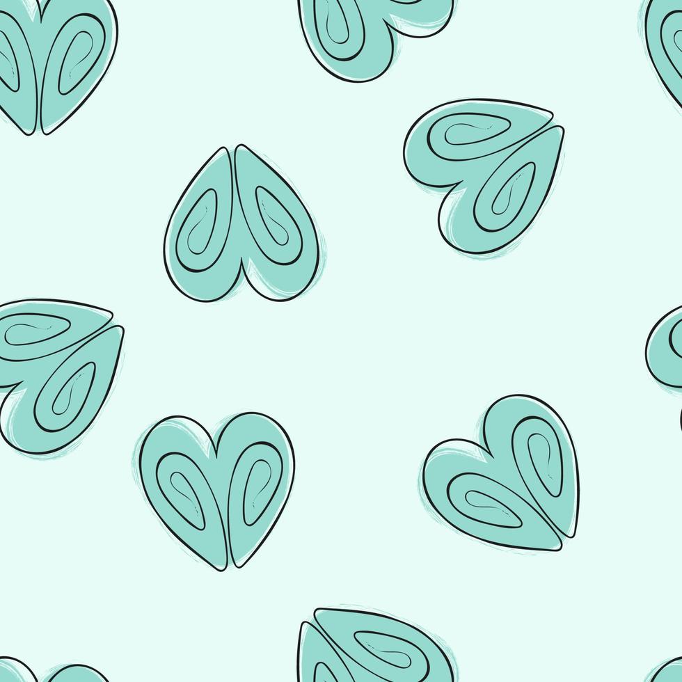 Pattern of hearts turquoise vector