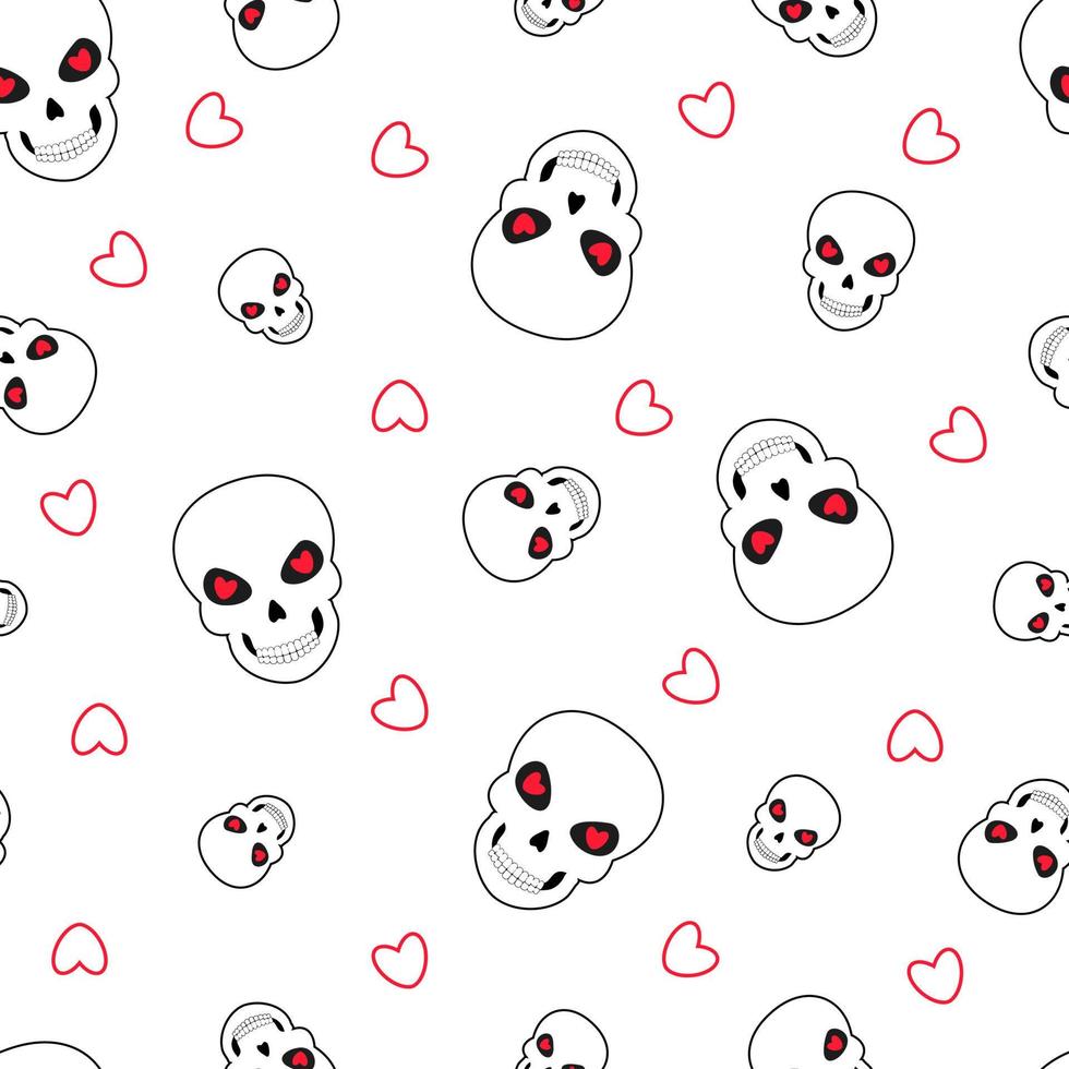 Pattern skull heart vector