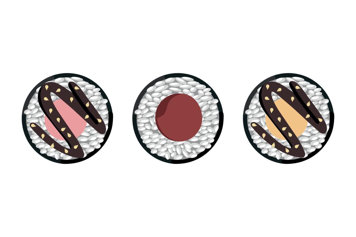 Sushi, traditional Japanese food. Asian seafood group. Template for sushi restaurant, cafe, delivery or your business vector