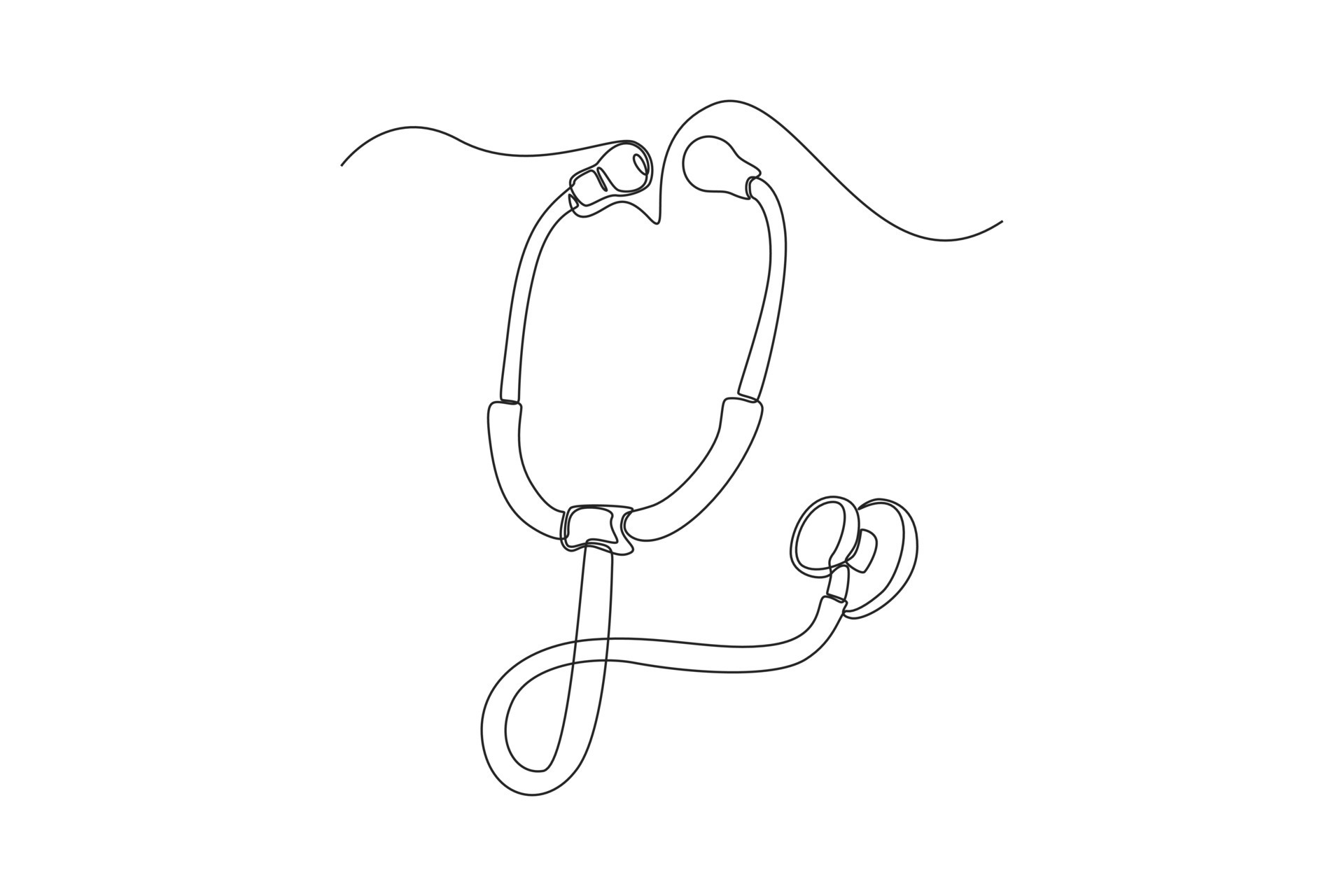 Single one line drawing Stethoscope. Medical equipment concept. Continuous line draw design