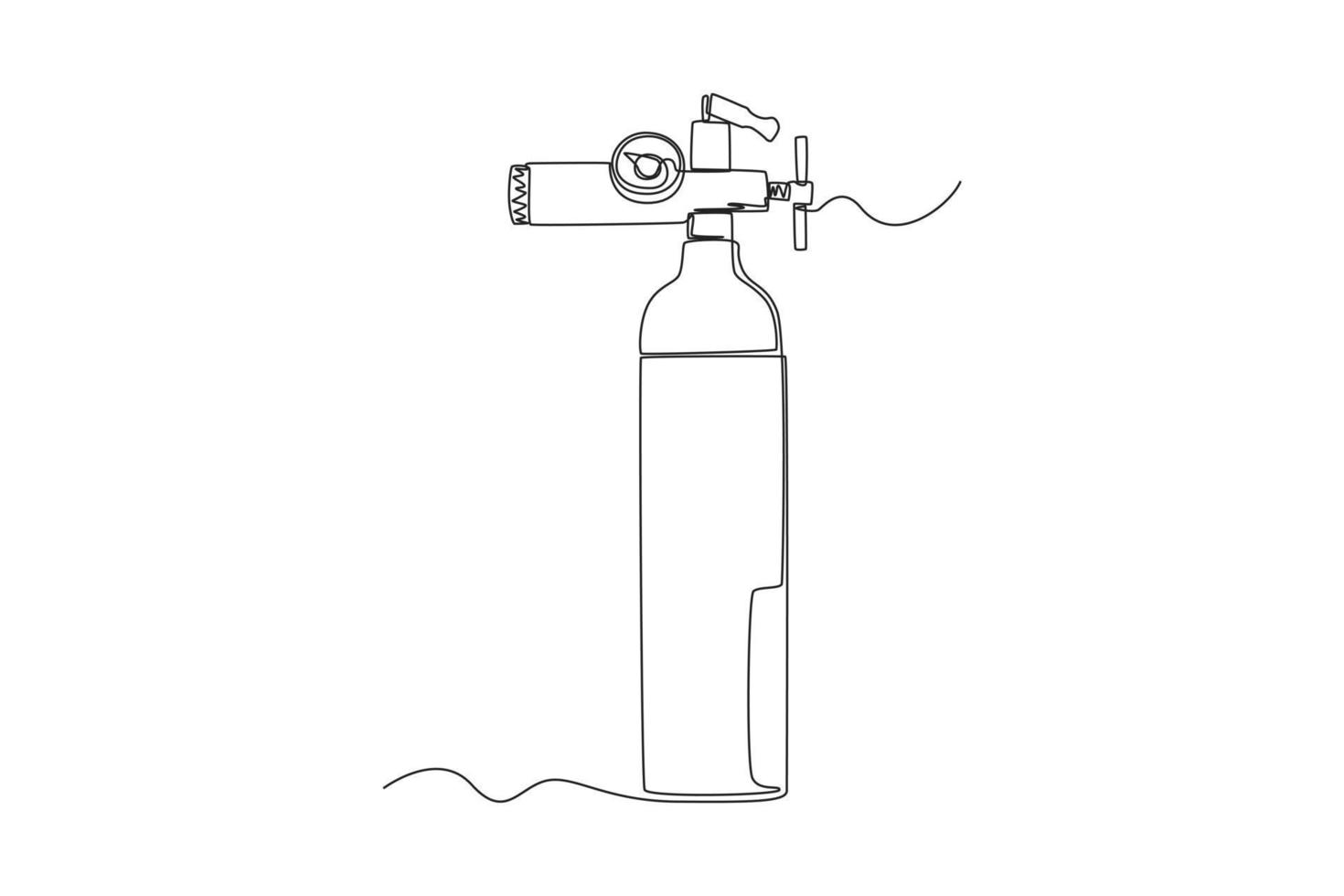 Single one line drawing oxygen tube. Medical equipment concept. Continuous line draw design graphic vector illustration.