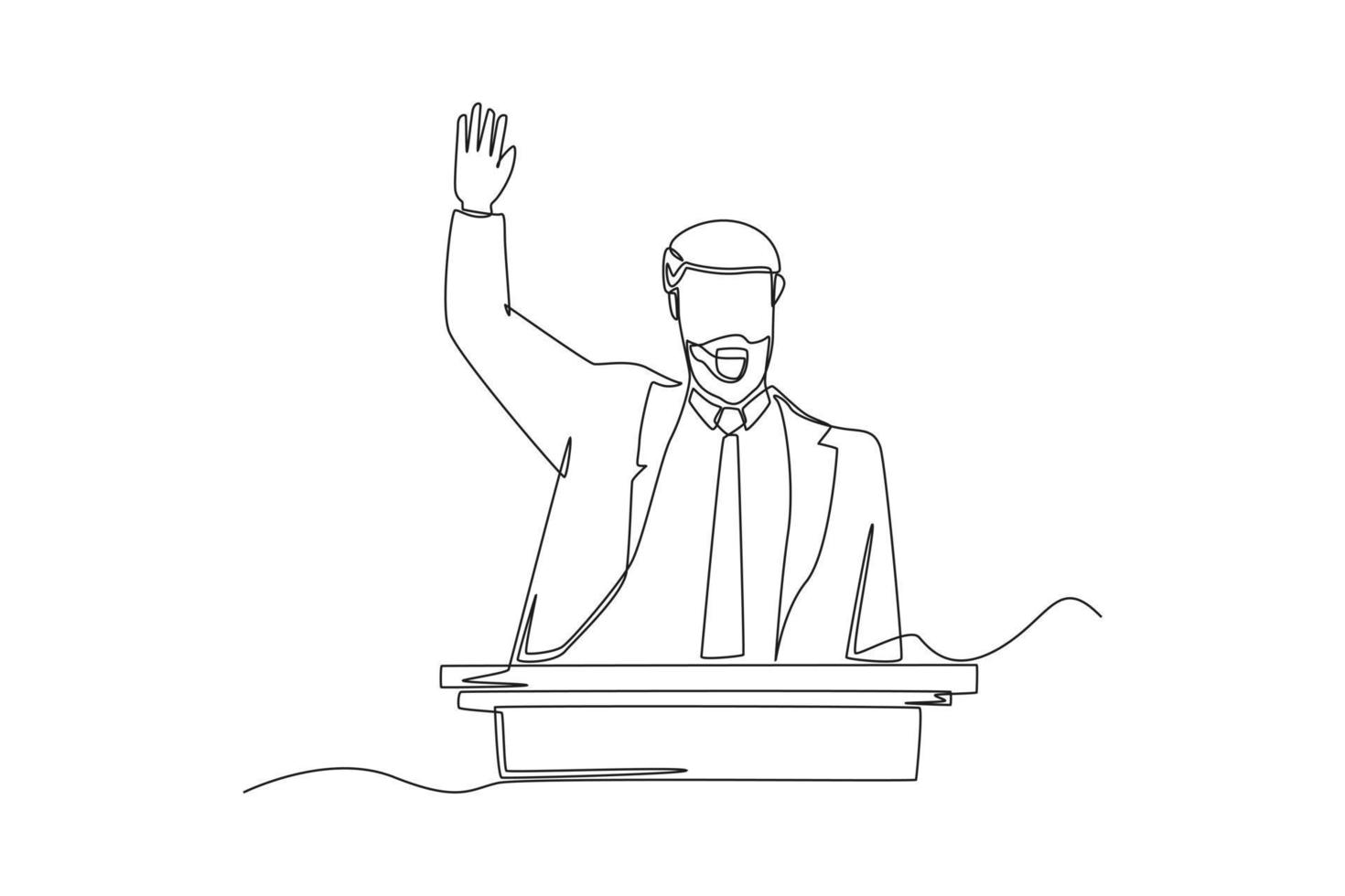 Continuous one line drawing politician delivering speech during election period for General Regional or Presidential Election. Voting concept. Single line draw design vector graphic illustration.