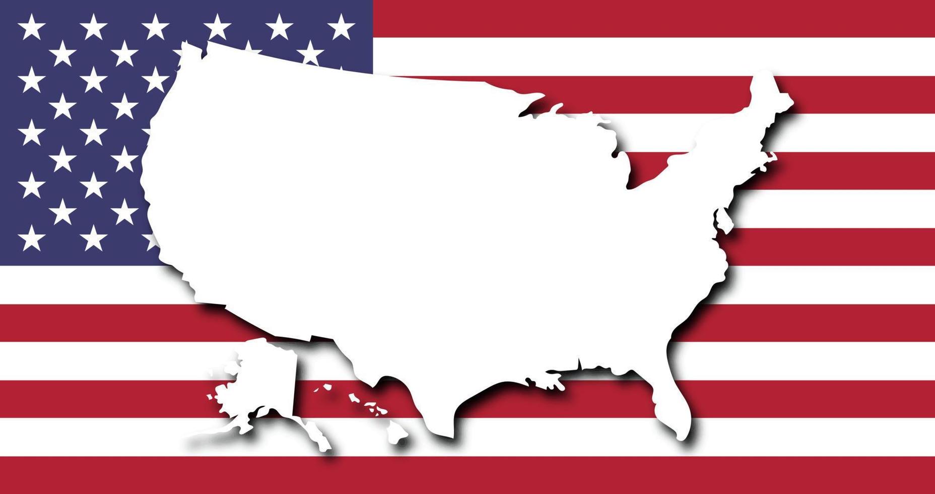 mapa de estados unidos y vector de bandera. mapa de america mapa y bandera de los estados unidos de américa. adecuado para icono, logotipo, pancarta, fondo o cualquier contenido que use el tema del mapa de América