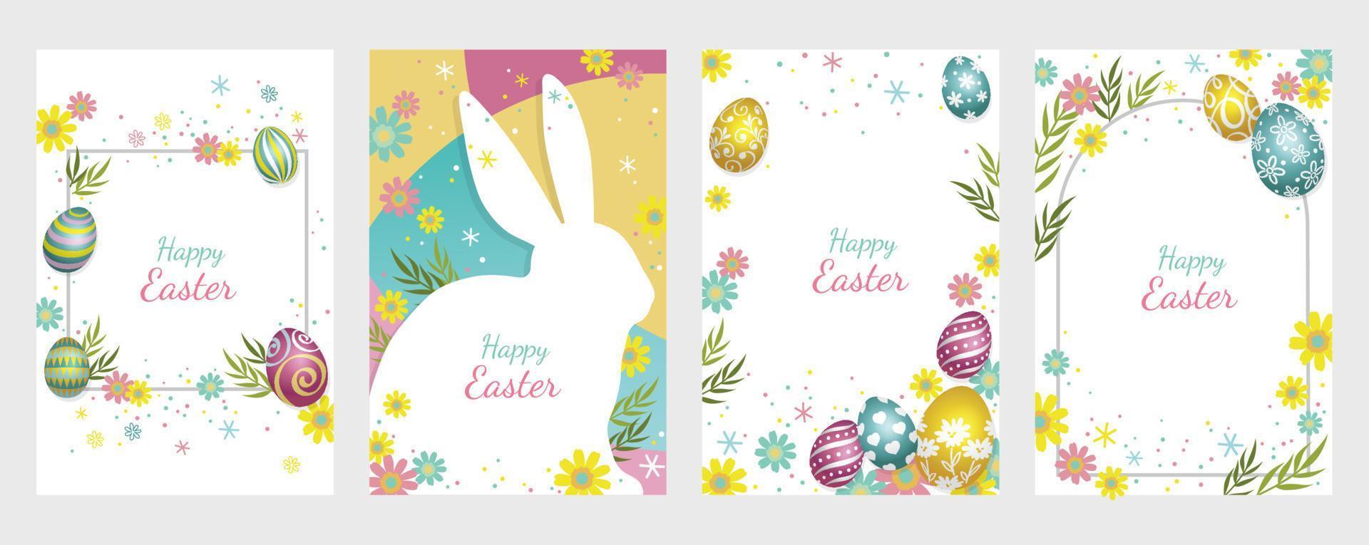 Easter Vector Greeting Card Set Isolated On A Plain Background.