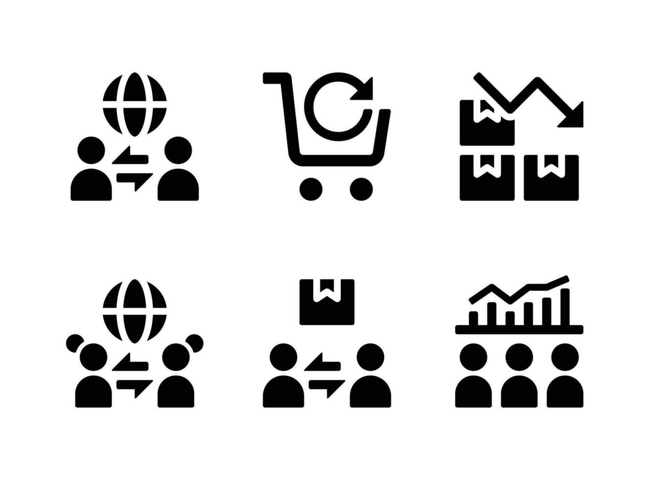 Simple Set of Market Economy Related Vector Solid Icons