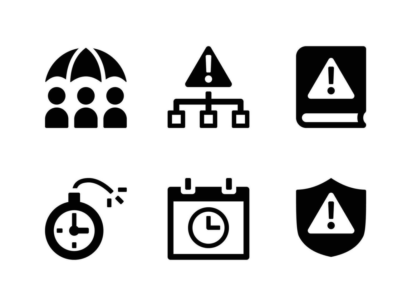 conjunto simple de iconos sólidos vectoriales de gestión de crisis vector