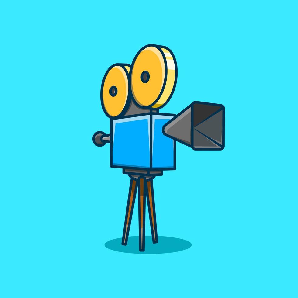 movie camera illustration in cartoon style on isolated background. movie concept icon vector