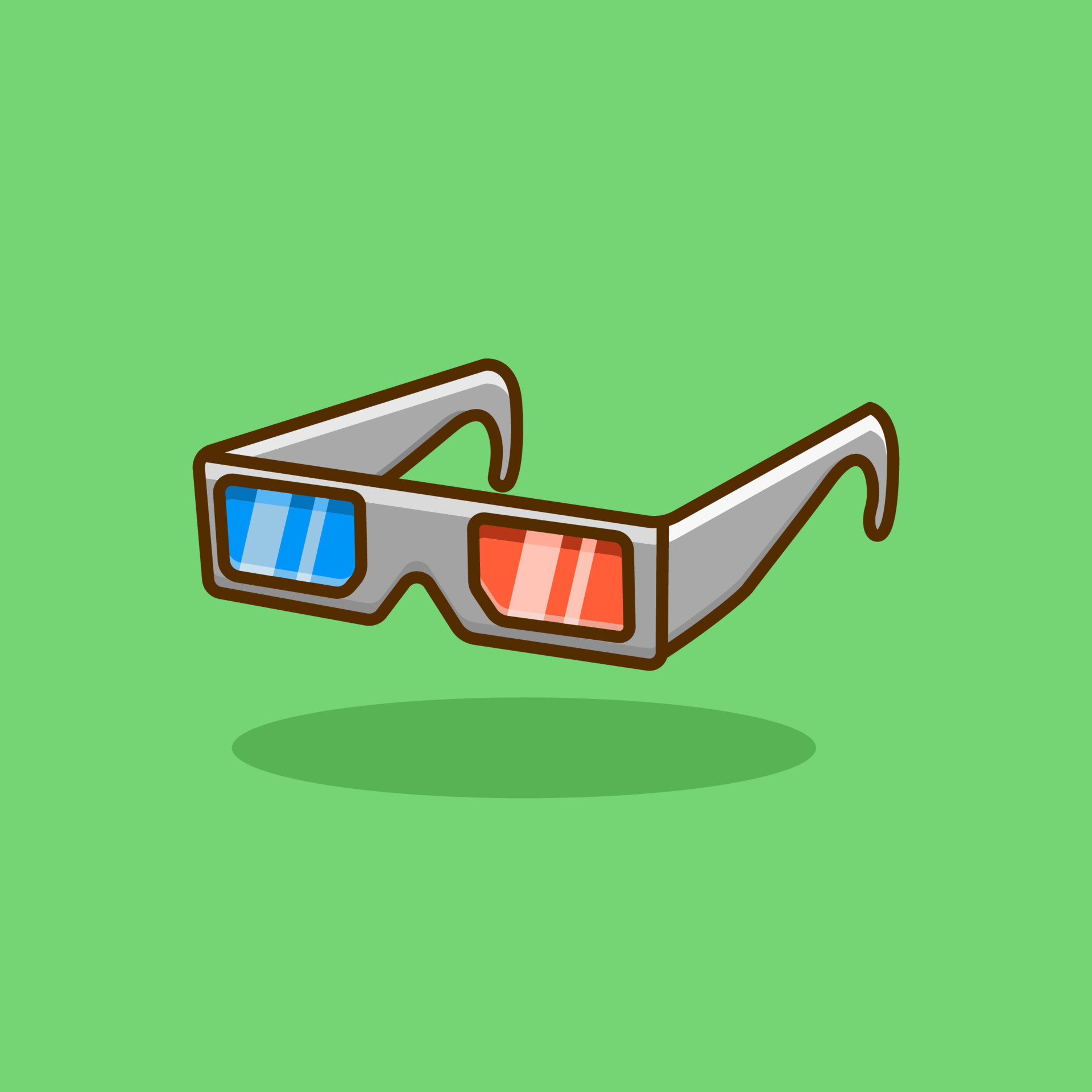 illustration of 3d movie glasses in cartoon style on isolated