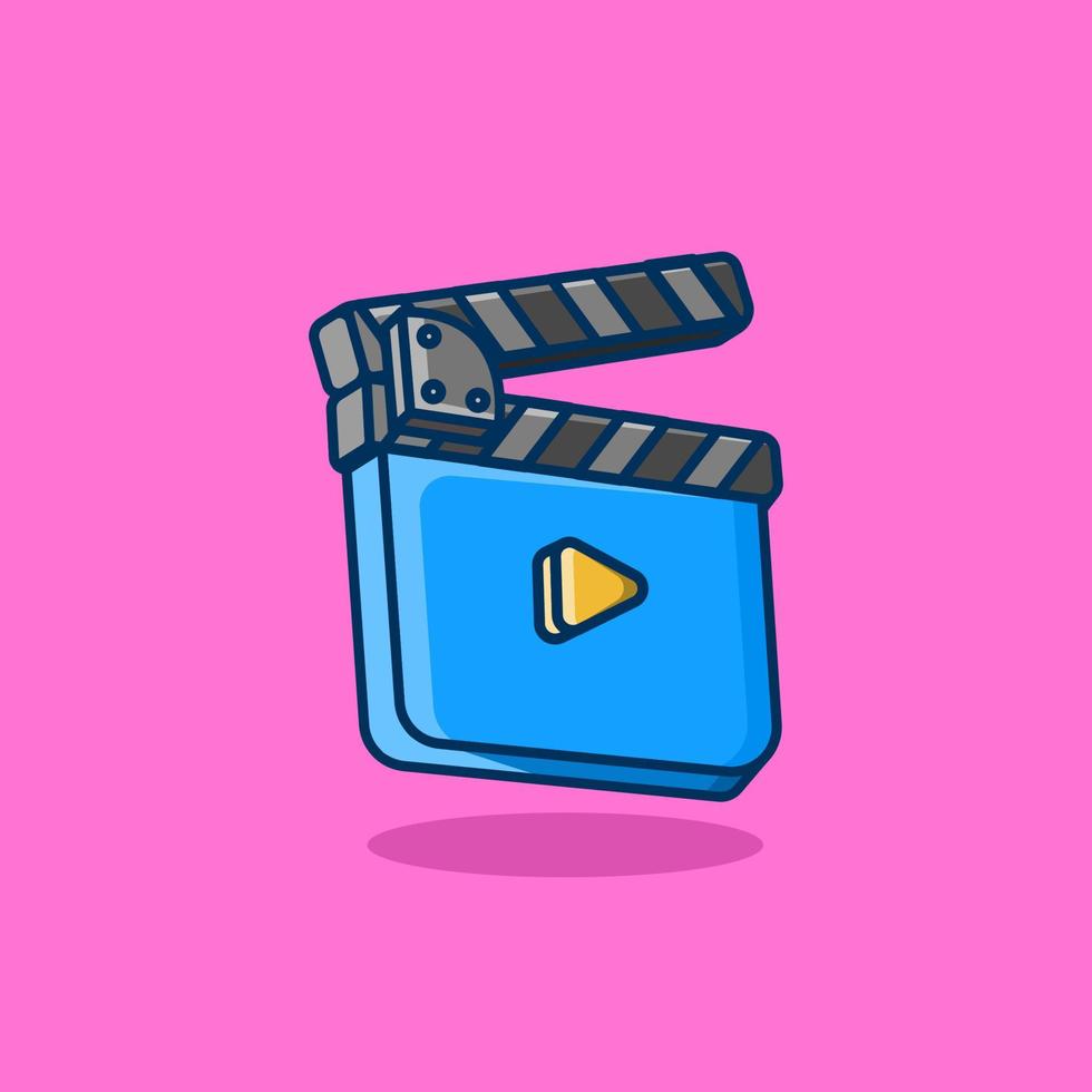 clapperboard illustration in cartoon style on isolated background. movie concept icon vector