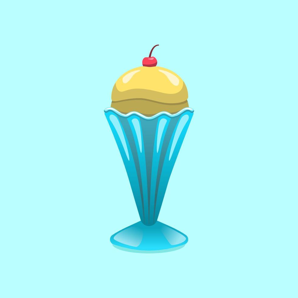 ice cream icon illustration in cartoon style. ice cream in glass concept vector