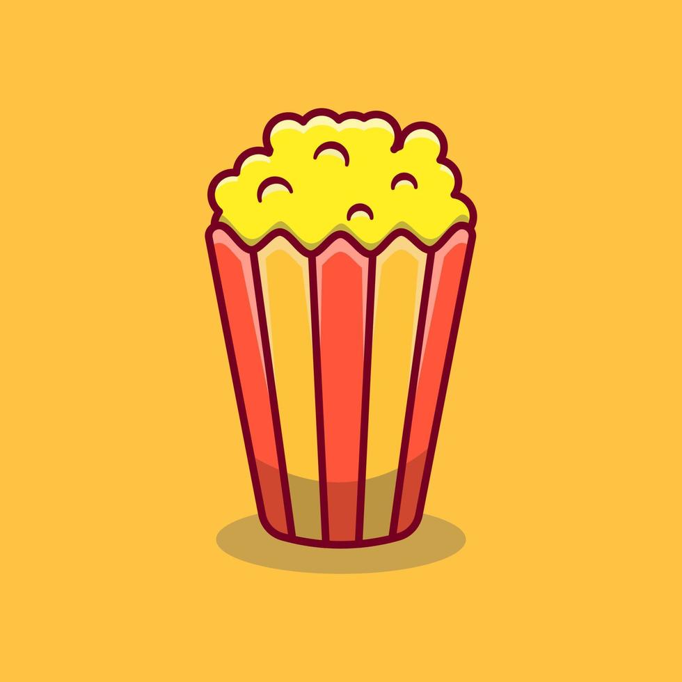 popcorn illustration in cartoon style on isolated background. movie concept icon vector