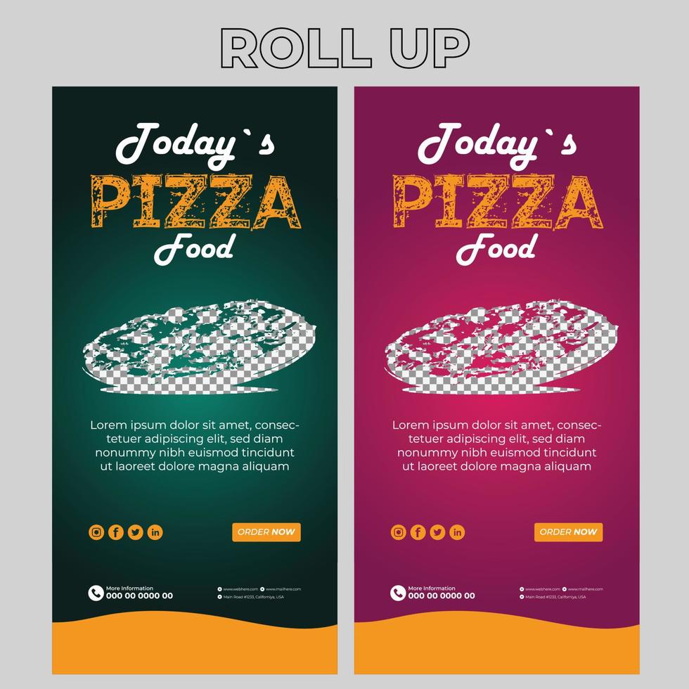 Food Restaurant Roll Up Banner Signage Template vector