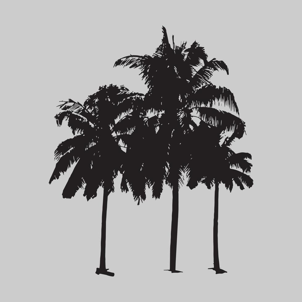 Tropical palm trees black silhouette collection. Summer vacation concept. vector