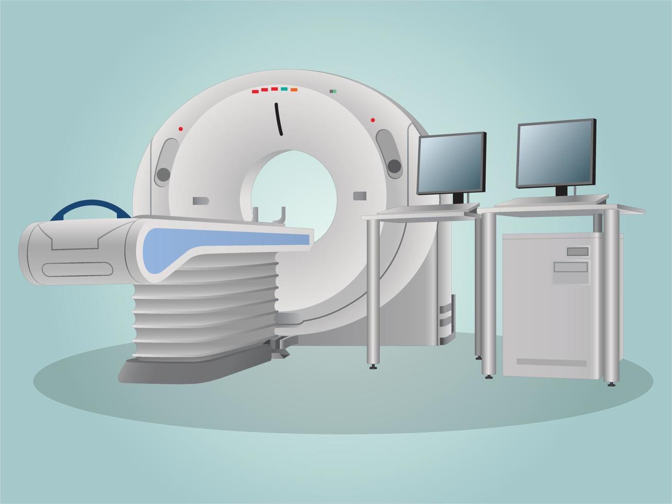 equipo médico y escáner ct, escanear el cartel de diagnóstico pro vector