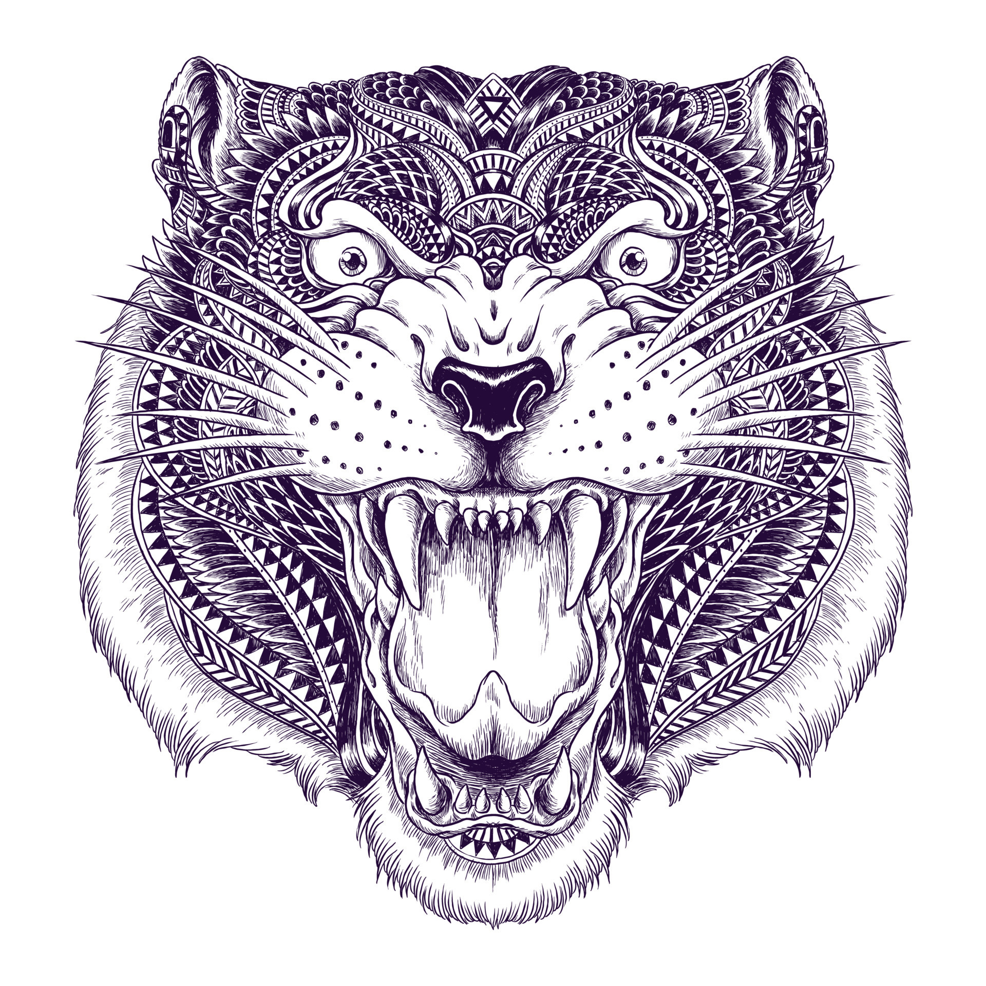 Tiger head illustration Tiger face sketch Suitable as a tattoo team  mascot zoo or animal conservation center symbol 12187276 Vector Art at  Vecteezy