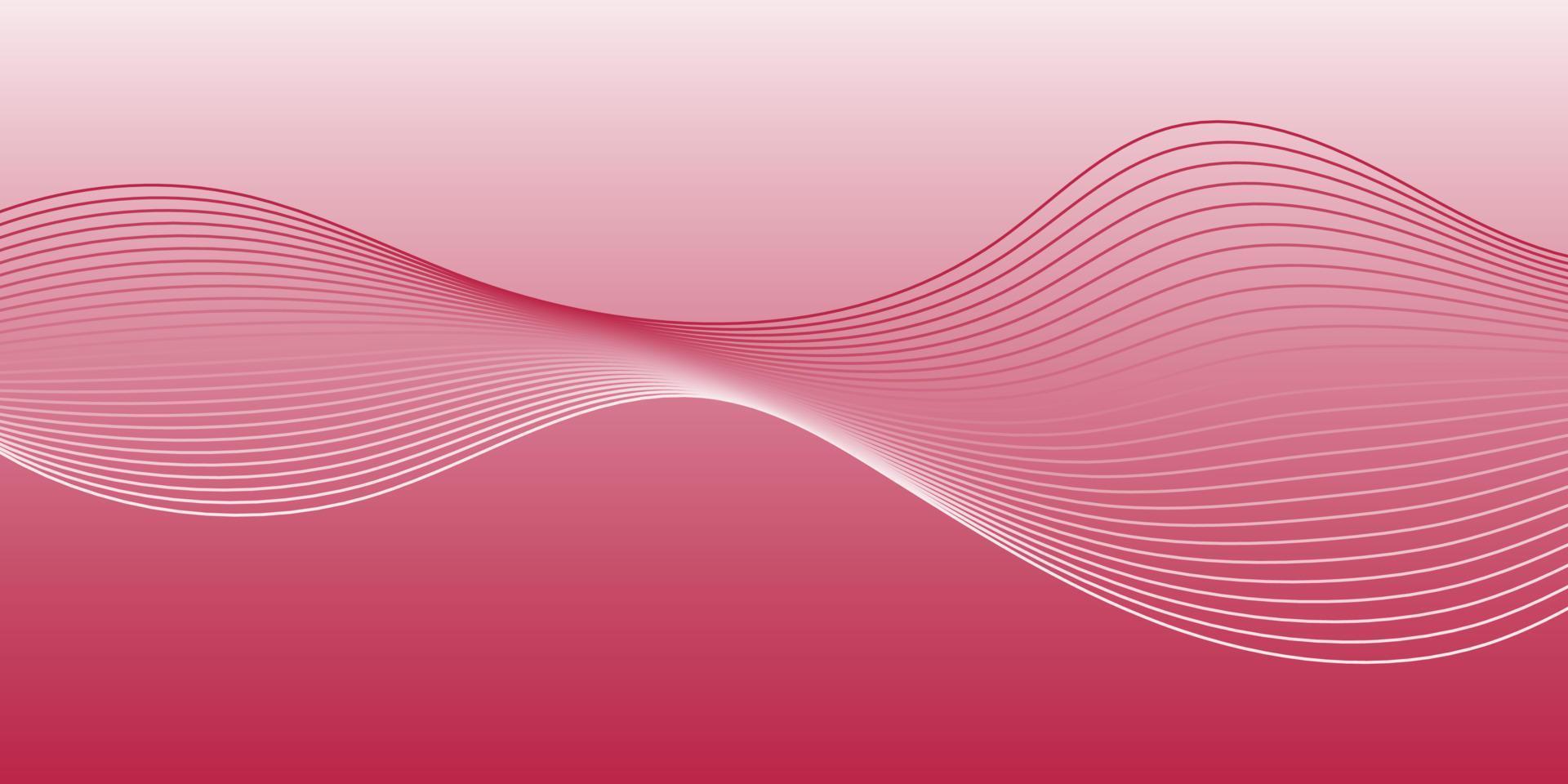 fondo vivo magenta. onda abstracta. línea ondulada curva, raya suave. color degradado rojo, rosa intenso, frambuesa. ilustración vectorial horizontal. vector